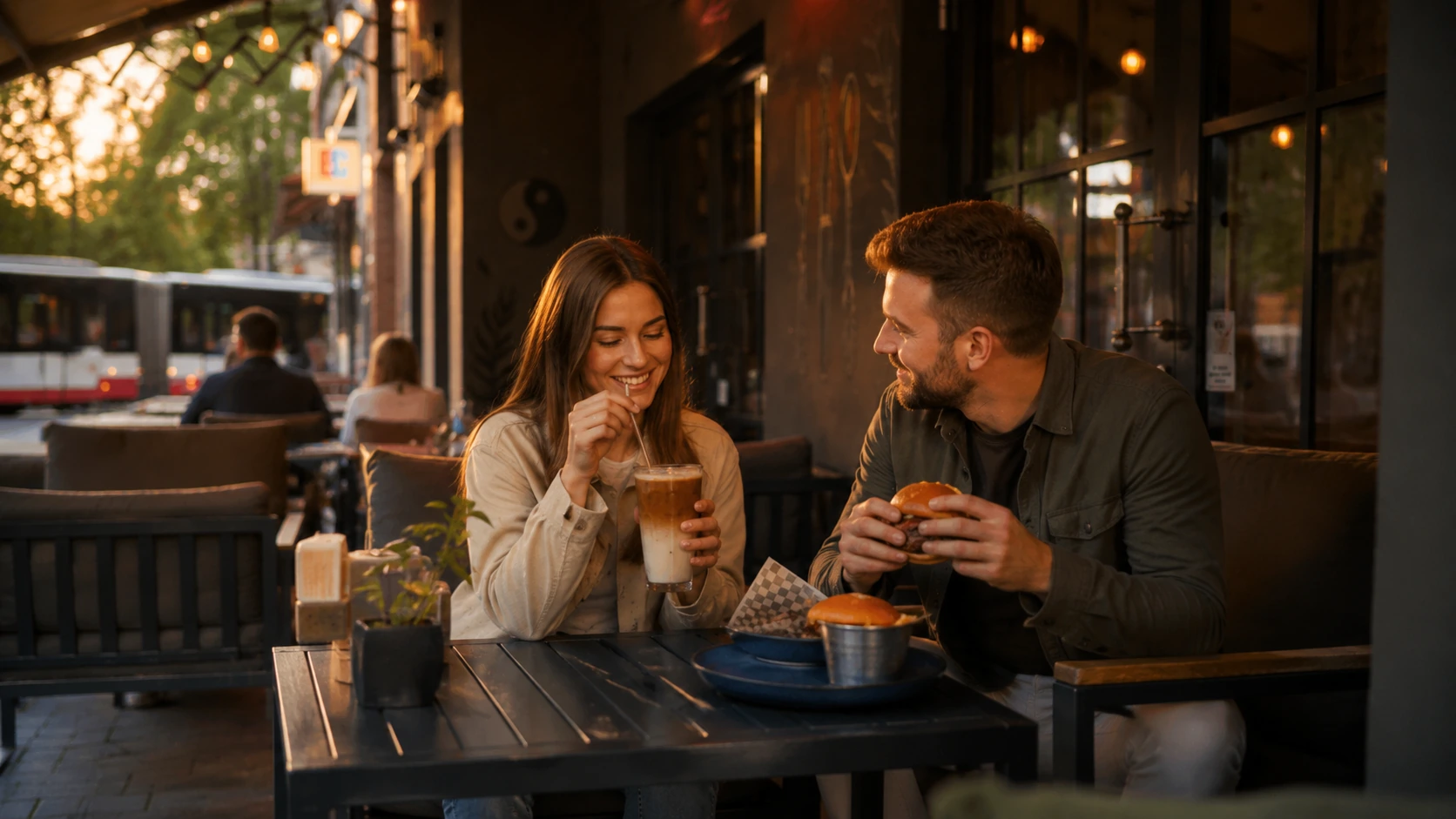 Kalter Kaffee, cremige Milch, Karamell: Warum Iced Karamell Macchiato zum Burger-Abend passt